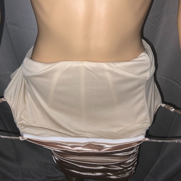 Corset Bodice Cocktail Dress. Champagne Color NWT. One size S left!. - Picture 10 of 11